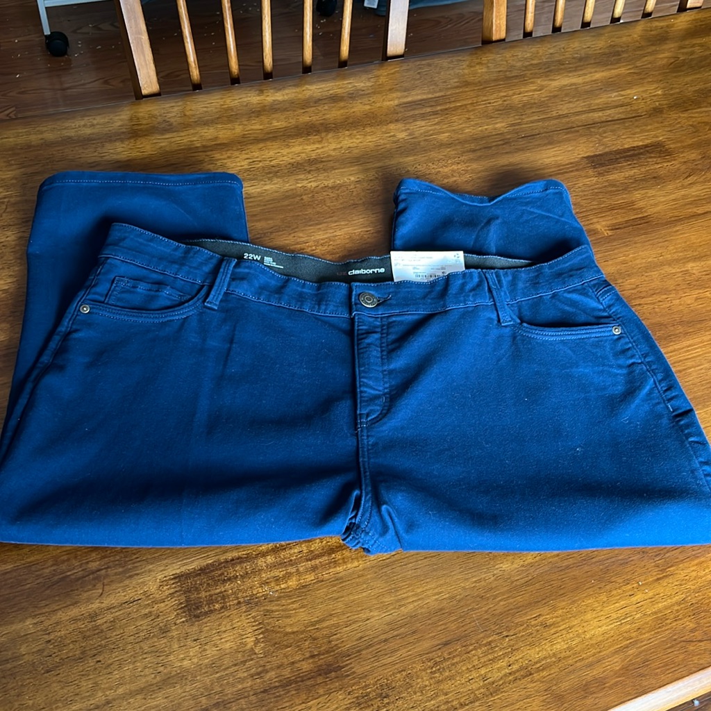 Liz Claiborne Sara Crop Pants Size 22w Stretch Nwt Dark Blue